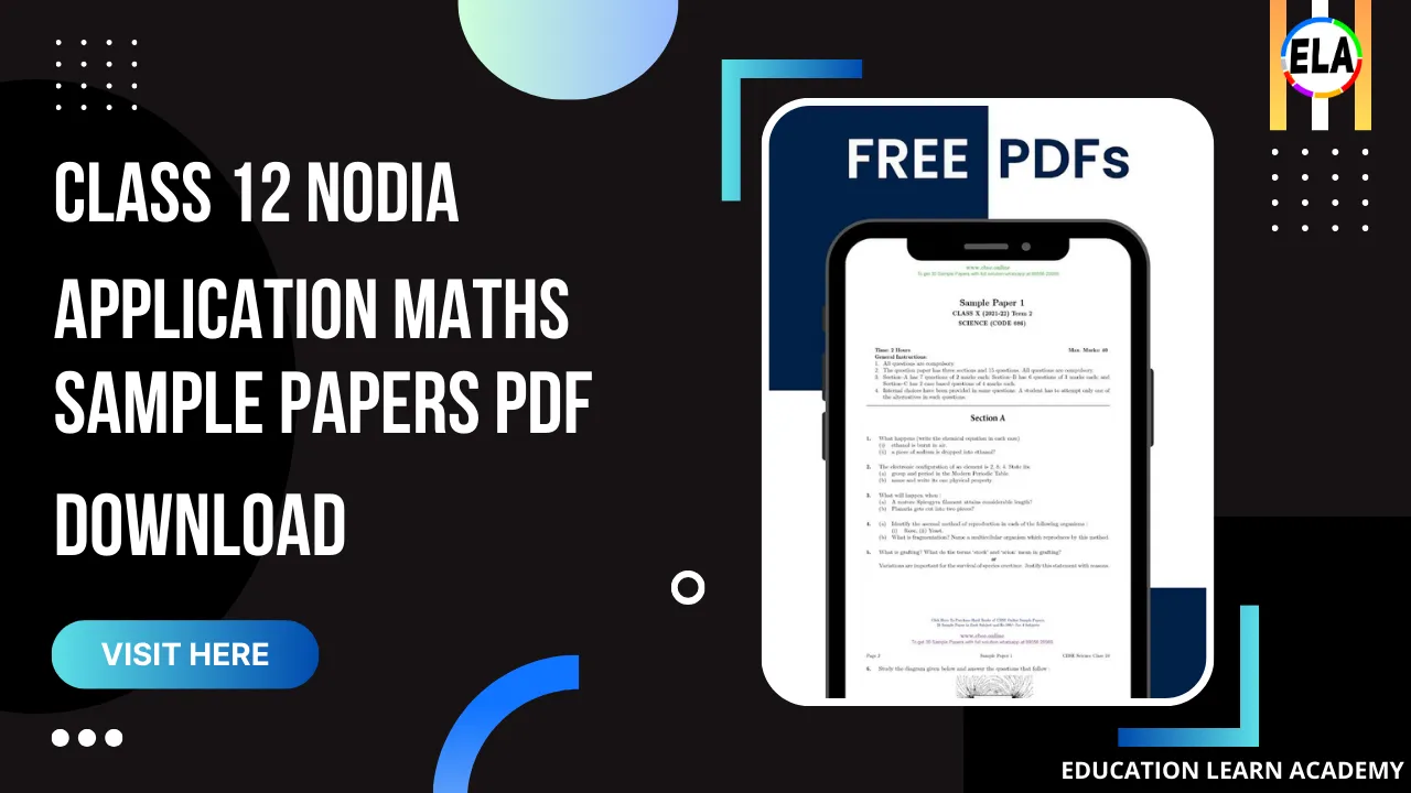 Class 12 Nodia application Maths sample Papers PDF Download